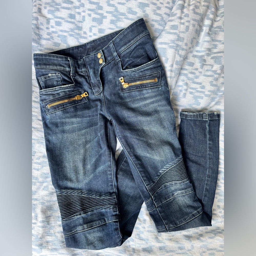 Balmain Biker skinny jeans